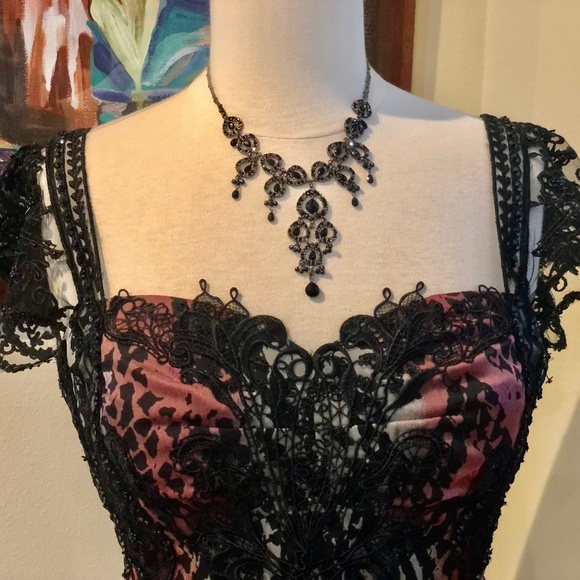Free People Maxi Dress / Beaded Lace & Silk Edwardian Style Gown NWT - Size 2 - Picture 4 of 16
